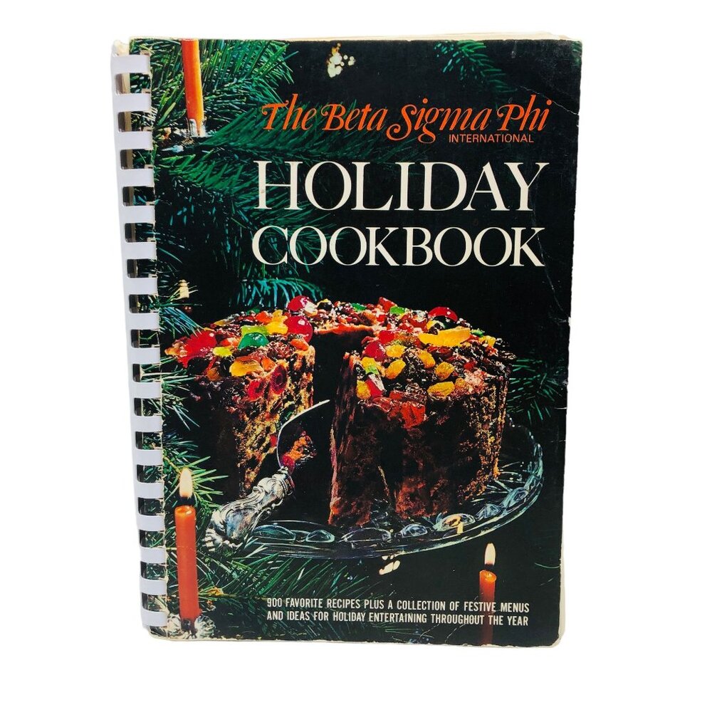 Vtg 70s Holiday Cookbook Beta Sigma Phi International Illustrated Softcover